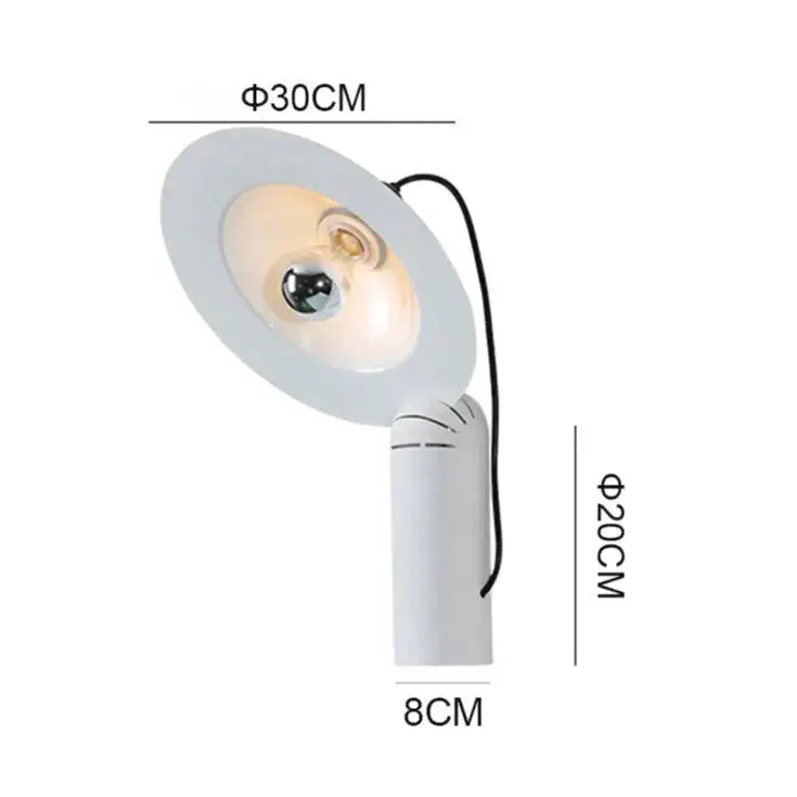 Modern white adjustable wall sconce with circular shade and flexible neck for bedroom reading use