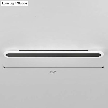 Modern white and black acrylic bar wall lamp with sleek oval housing and black panel measuring 31.5 inches 110v-240v