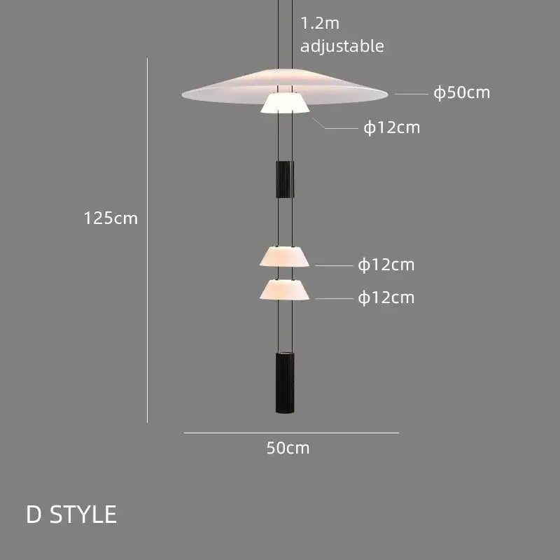 Modern white and black circular pendant light with tiered design featuring three stacked lampshades by Decorbites circular pendant