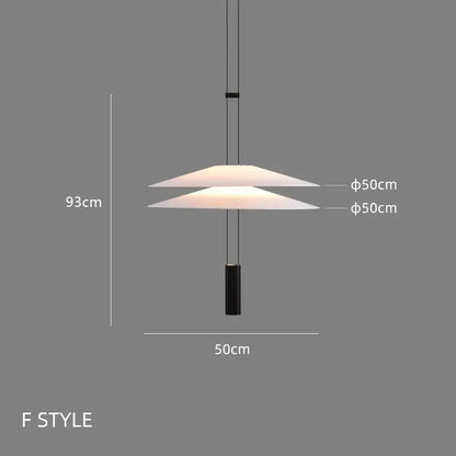 Modern white and black circular pendant light with two overlapping translucent disc shades for dining room decorbites circular pendant