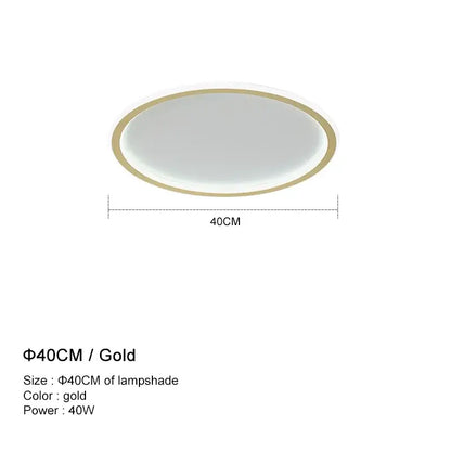 Gold-colored oval ceiling light fixture with 40cm diameter and sleek metallic frame for decorbites dimmable led ceiling use