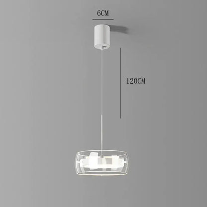 Modern white and clear glass pendant light with a bowl shade and remote dimming for dining room illumination