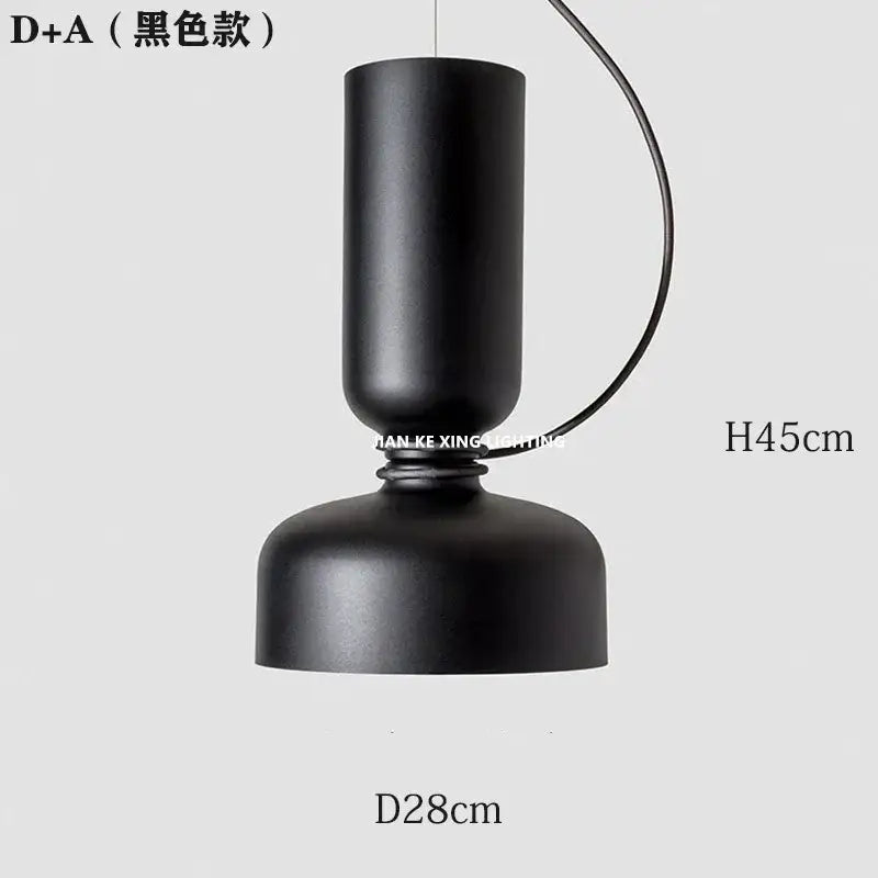 Black matte d+a pendant light with sleek cylindrical upper and rounded lower shade by decorbites designer iron chandelier
