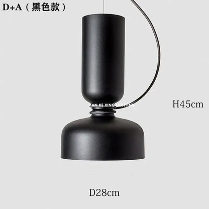 Black matte d+a pendant light with sleek cylindrical upper and rounded lower shade by decorbites designer iron chandelier