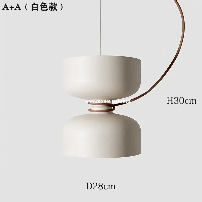 Modern white and copper ceramic pendant light with curved brown leather cord and stacked bowl shades for dining room decorbites designer iron chandelier