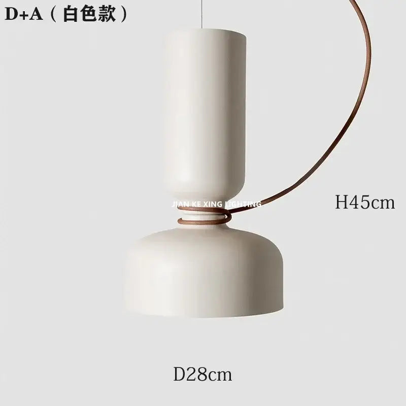 Modern white and copper ceramic pendant light with matte finish and curved brown cord for decorbites designer iron chandelier