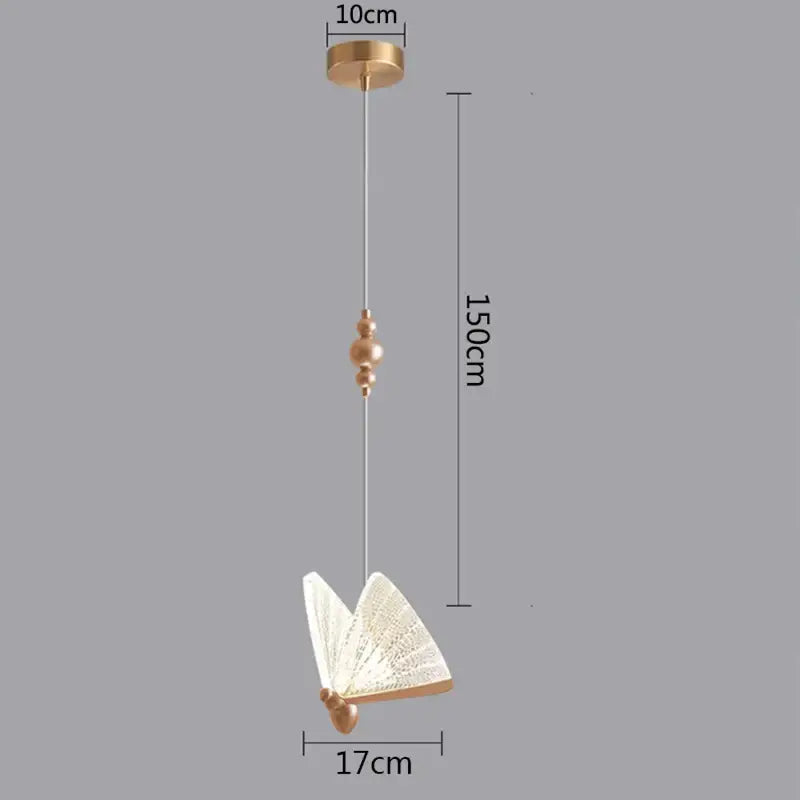 Modern white and gold butterfly pendant lights with delicate gold-toned metal and translucent patterned wings for bedroom decor