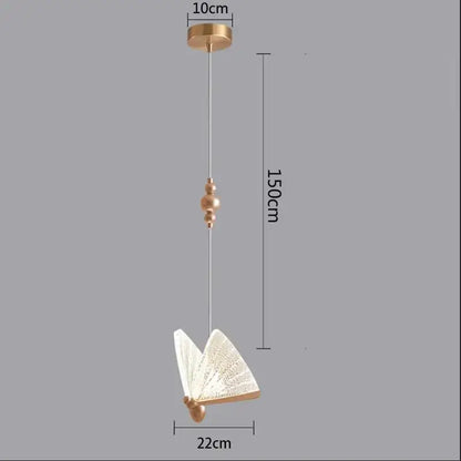 Modern white and gold butterfly pendant lights featuring delicate gold-toned metal and translucent wings for bedroom decor