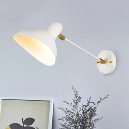Modern white and gold wall mounted lamp with sleek adjustable arm for living room led incandescent fluorescent use