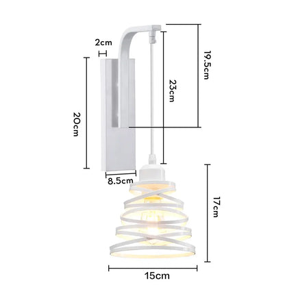 Modern white wall lamp with iron wood led base and spiral frosted glass shades for bedroom decorbites iron wood sconce