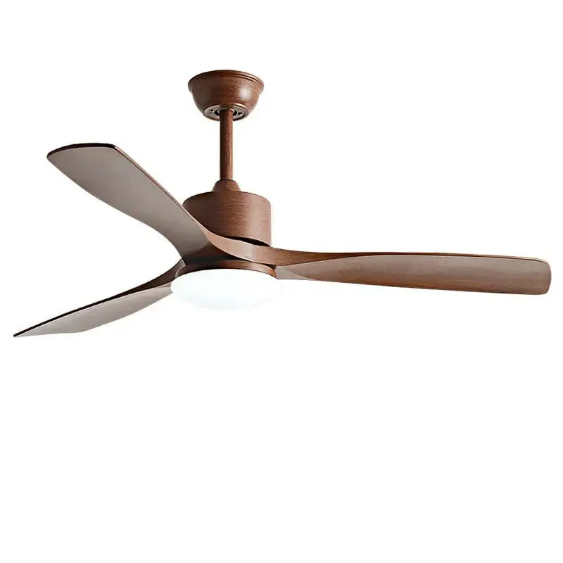 Modern ceiling fan with three dark brown wooden blades and white led light for bedroom blade dc ceiling with remote control