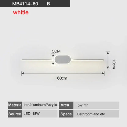Modern white and black circular led wall lamps with sleek silver iron and acrylic minimalist design for bathroom mirrors