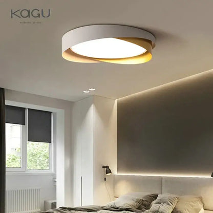 Modern white and black dimmable led chandelier with a circular design, white outer ring, and warm gold inner accent for decorbites dimmable led lighting