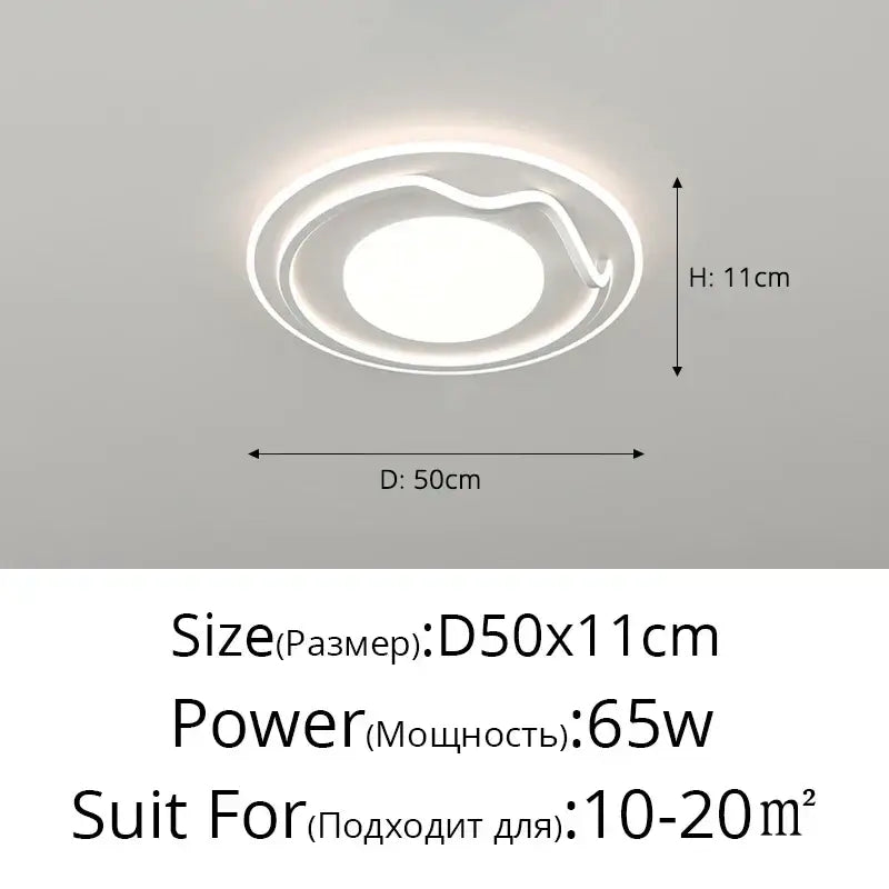 Modern white and black living chandelier lights with sleek circular led ceiling lamp and integrated curved accent