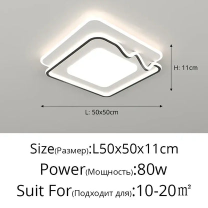Modern white and black living chandelier lights with sleek layered square led ceiling lamp design for dining room