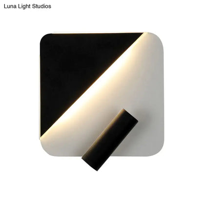 Modern white and black minimalist led spotlight wall lamp with sleek geometric design for bedroom lighting