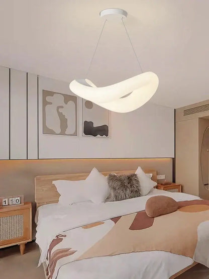 Modern white bubble led chandelier with sleek curved design hanging from ceiling for living room decorbites bubble led