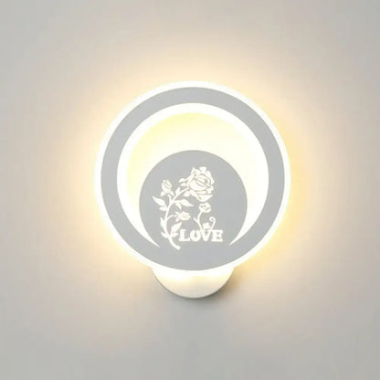 Modern white cartoon dog led wall light fixture 110v-120v with circular rose love design and soft glowing light