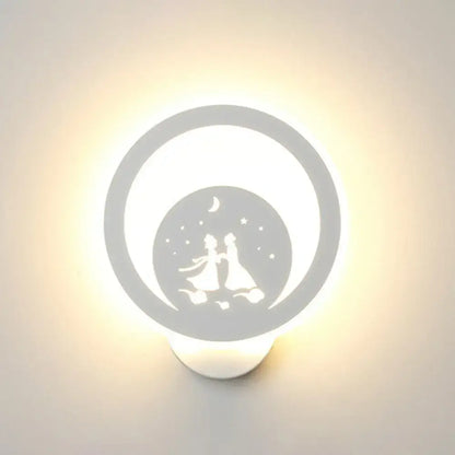Modern white cartoon dog led wall light fixture 110v-120v with frosted finish and cutout design for bedroom use