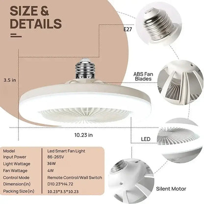 Modern white ceiling fan light with e27 socket, abs blades, and silent motor for bedroom use
