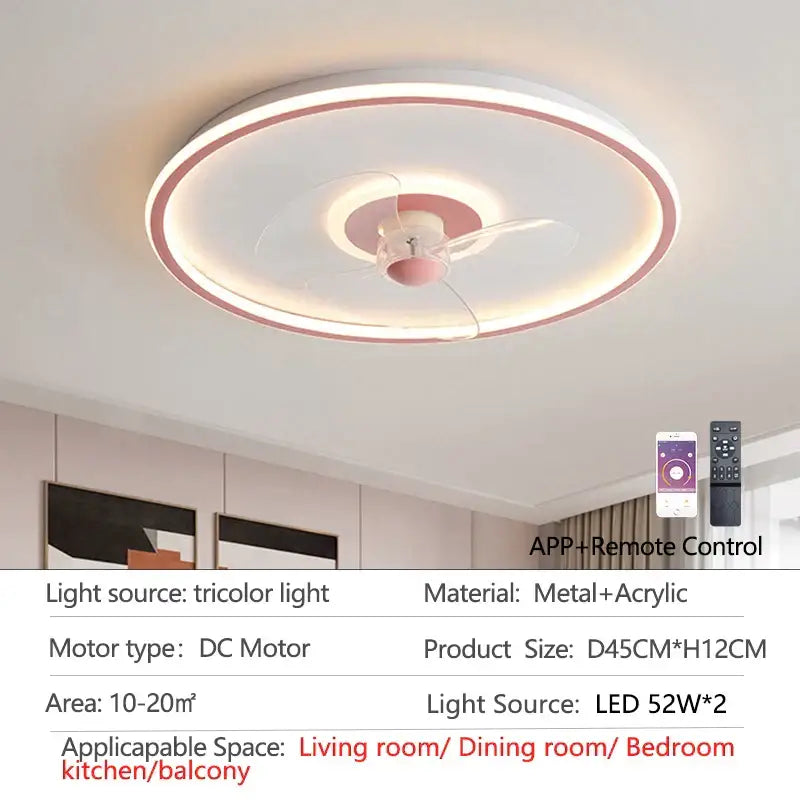 Modern white ceiling fan with led light and transparent blades in metal and acrylic for bedroom decorbite ceiling fan