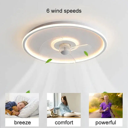 Modern white ceiling fan with led light and three transparent blades ideal for bedroom decorbites ceiling fan design