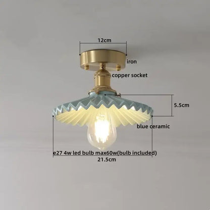 Blue ceramic pendant ceiling light with brass iron and copper socket base for modern decorbites ceramic led ceiling use