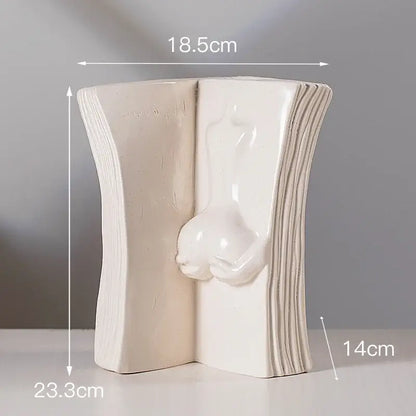 Modern white ceramic man face book vase with sculpted figure for living room decor and decorbites ceramic man style storage