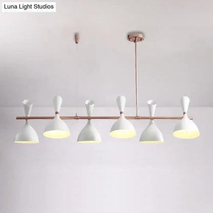 Modern white ceramic nordic hanging chandelier with metal horn shade and copper frame for dining room lighting