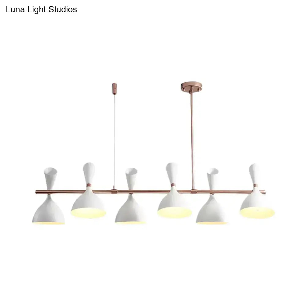 Modern white ceramic nordic hanging chandelier with rose gold metal horn shade for dining room lighting