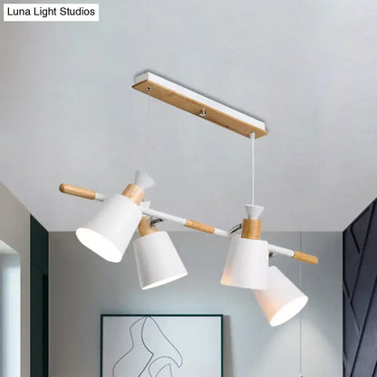 Decorbites nordic island light with tapered shade and bulb base features white conical shades and wooden handles on wood and metal fixture