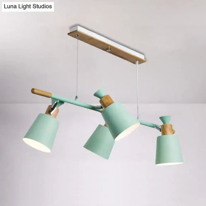 Modern mint green decorbites island light with tapered shade wooden accents and adjustable arms for kitchen lighting bulb base