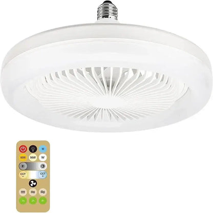 Modern white circular ceiling fan with integrated led bulb and remote control for bedroom decorbites ceiling fan