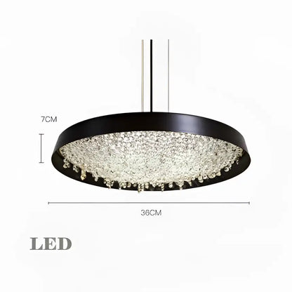 Modern black circular pendant light with clear crystal droplets decorbites clear crystal for living room decor