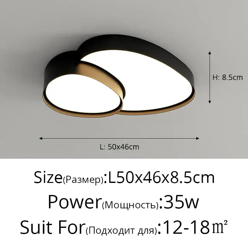 Modern black and gold decorbites cloud ceiling light fixture with oval led panels for living room ceiling lights