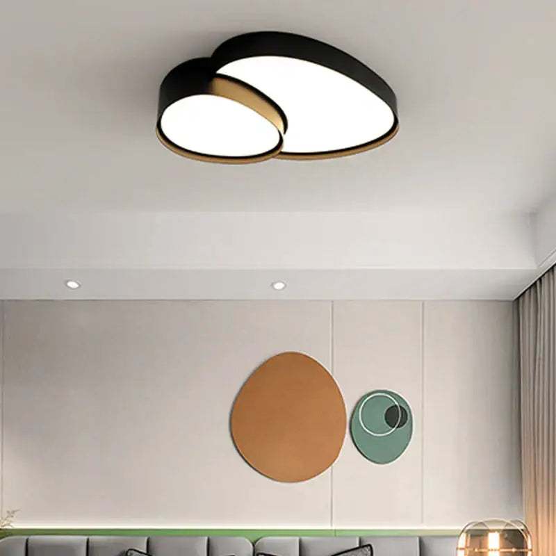 Modern black and gold circular ceiling lights with overlapping illuminated discs for living room decorbites cloud ceiling