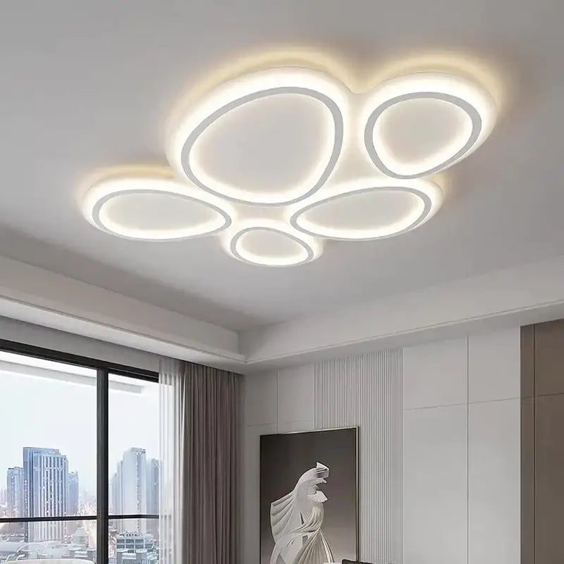 Modern white cloud ring led ceiling light featuring decorbites circular lumines panel for living room decor