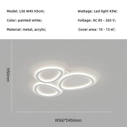 Modern white cloud ring led ceiling light with three interlocking metal and acrylic rings for living room decorbites circular lumines panel