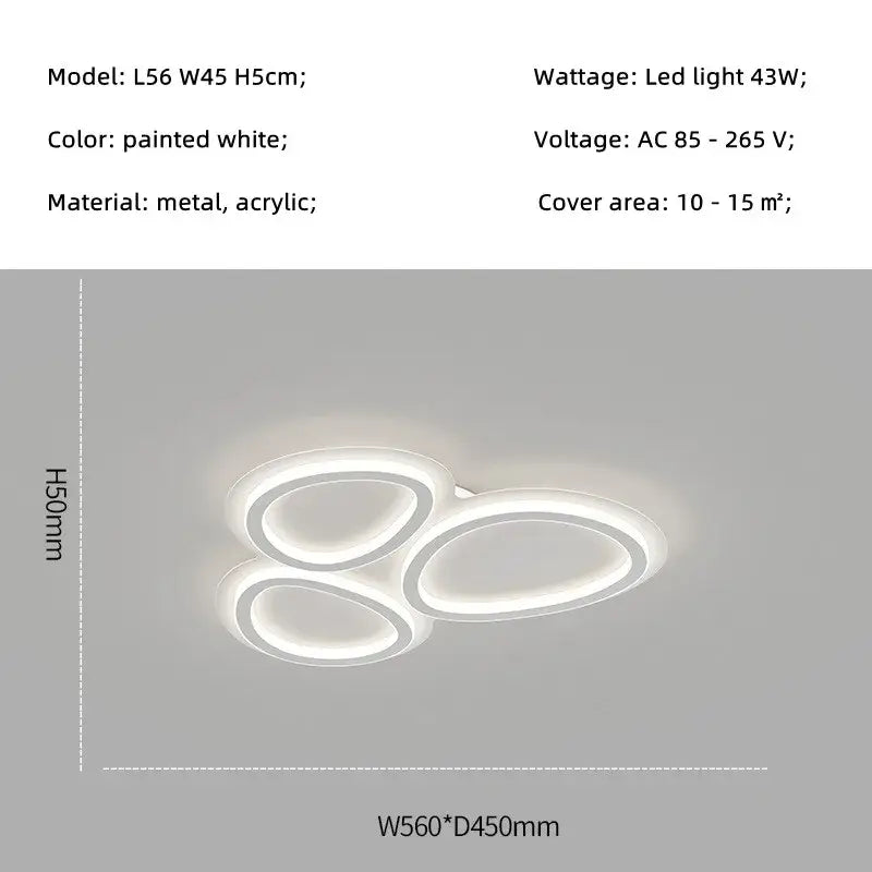 Modern white cloud ring led ceiling light with three interlocking metal and acrylic rings for living room decorbites circular lumines panel