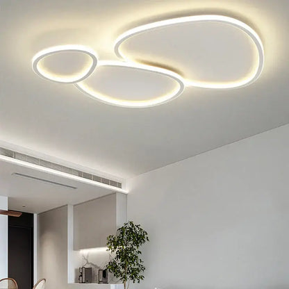 Modern white decorbites cobblestone led ceiling lights with sleek interconnected circular design for living room decor