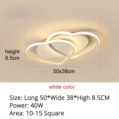 Modern white coffee pendant light with intertwined heart design ideal for bedroom ceiling lighting