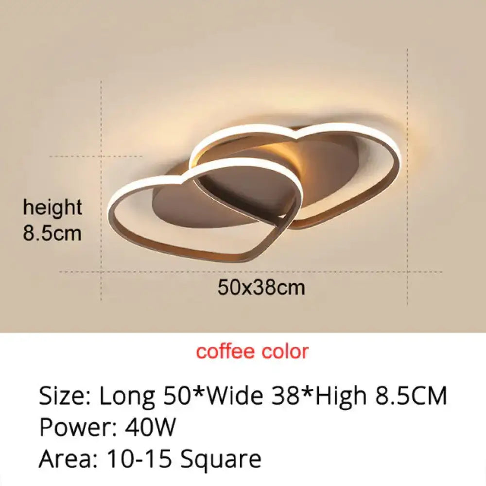 Modern white coffee pendant light with intertwined heart design ideal for bedroom ceiling lighting