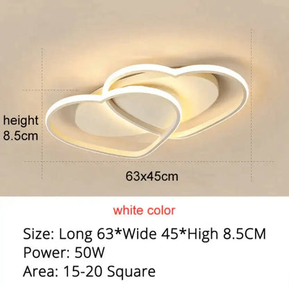 Modern white coffee pendant light with intertwined heart design ideal for bedroom ceiling lighting