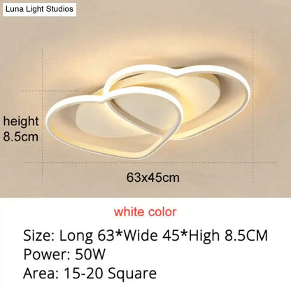 White coffee pendant light with modern intertwined heart design ideal for bedroom ceiling lighting fixture