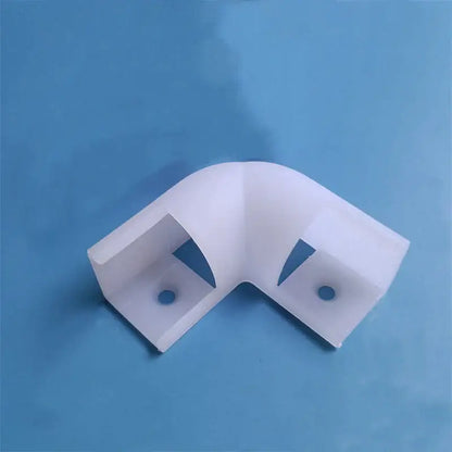 White plastic l-shaped corner bracket with two mounting holes for modern white aluminum profile led strip lights
