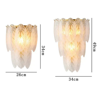 Elegant modern white crystal feather wall lamp with gold pearl accents for bedroom decorbites crystal feather sconce