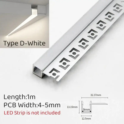 Modern white curved led aluminum profile recessed light with silver metallic led aluminum track and geometric cutouts