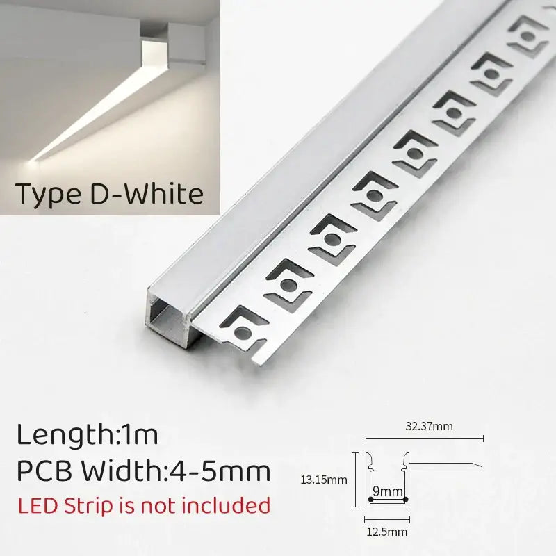 Modern white curved led aluminum profile recessed light with silver metallic led aluminum track and geometric cutouts
