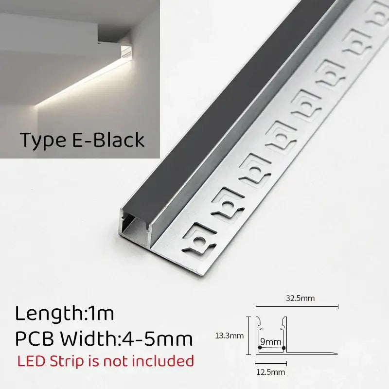 Silver metallic led aluminum profile with sleek angular design and precise cutouts for modern living room recessed light