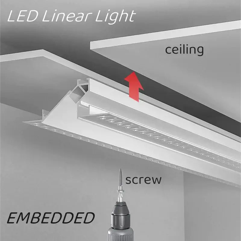 Modern white curved led aluminum profile linear light fixture with sleek design for recessed ceiling embedding